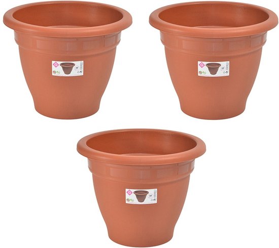 Set de 4 pièces en terre cuite couleur pot rond / pot de fleurs plastique  diamètre 30