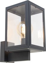QAZQA sutton - Landelijke LED Wandlamp Up Down voor buiten - 1 lichts - L 17 cm - Donkergrijs - Buitenverlichting