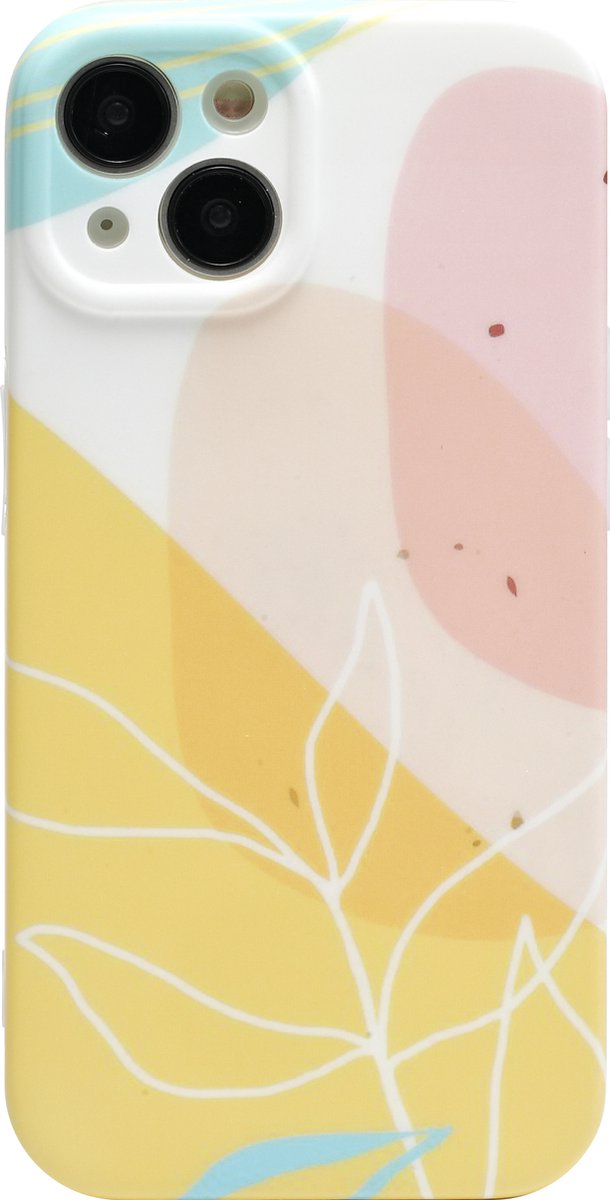 Hoozey - Hoesje geschikt voor Apple iPhone 14 Pro - Nature Vibes - Geel / Roze
