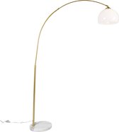 QAZQA arc-basic - Moderne Dimbare LED Smart Booglamp | Vloerlamp | Staande Lamp incl. wifi met Dimmer - 1 lichts - H 176 cm - Messing - Woonkamer | Slaapkamer