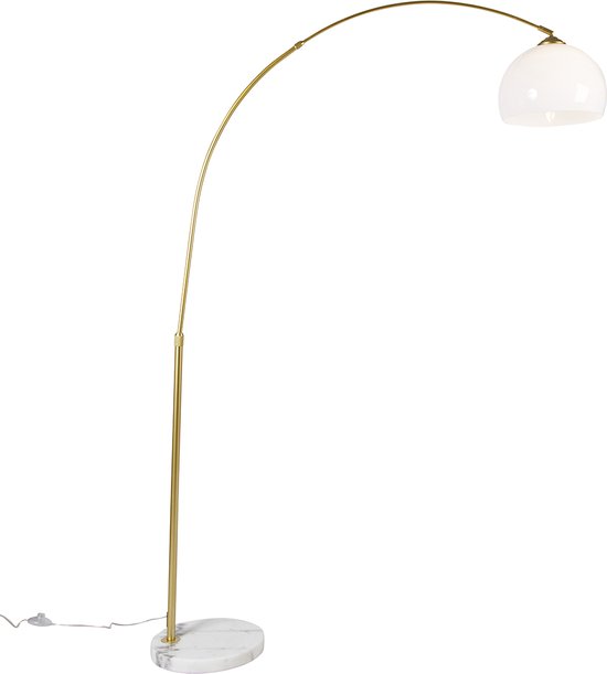 QAZQA arc-basic - Moderne Dimbare LED Smart Booglamp | Vloerlamp | Staande Lamp incl. wifi met Dimmer - 1 lichts - H 176 cm - Messing - Woonkamer | Slaapkamer