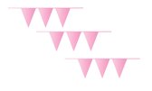 Vlaggenlijn - Baby roze - Plastic - 3 Stuks van 10 M - 30 Meter totaal - 21x28 Cm - Binnen en buiten.
