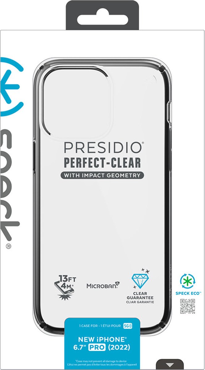 Funda iPhone 13 Pro Max Presidio Perfect-Clear con Impact Geometry