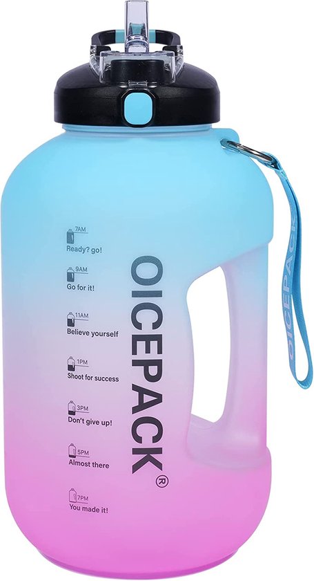 Bouteille d'eau de 1 gallon avec marqueur de temps et paille – Sans BPA  Grande carafe d'eau motivante d'un gallon étanche Tritan 128 oz Grande bouteille  d'eau de sport pour garder les