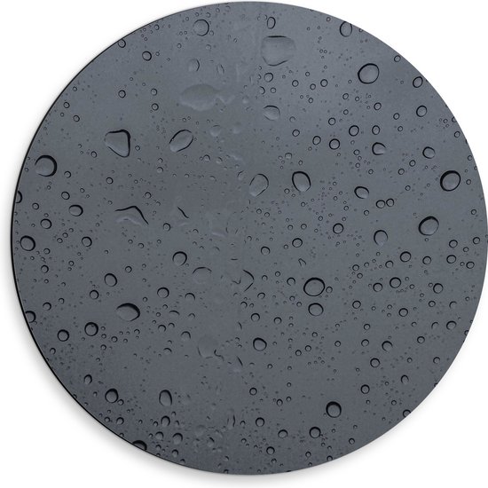 Dibond Muurcirkel - Druppels op Glazen Wand - 50x50 cm Foto op Aluminium Muurcirkel (met ophangsysteem)