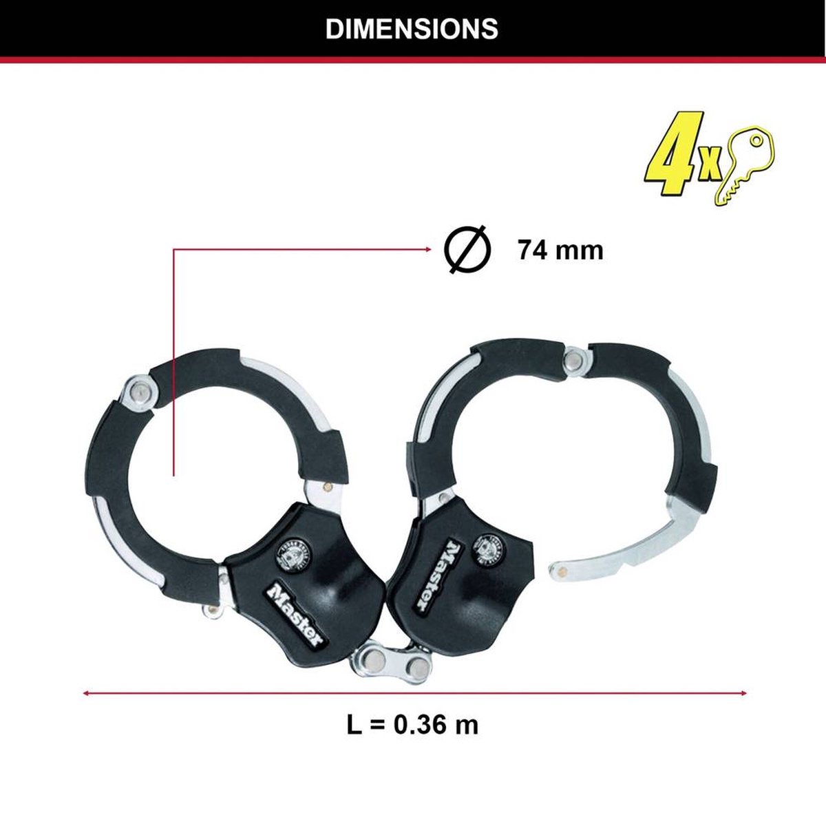 Menottes Street Cuffs Master Lock Antivol Moto Acier Trempé