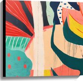 Canvas - Abstracte Figuren van Meerkleurige Vakken - 60x60 cm Foto op Canvas Schilderij (Wanddecoratie op Canvas)