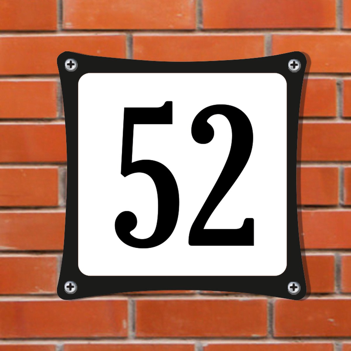 Namengigant Huisnummerbord Emaille-Look - Nummer 52 - Standaard - 10 x 10 cm | incl. schroeven