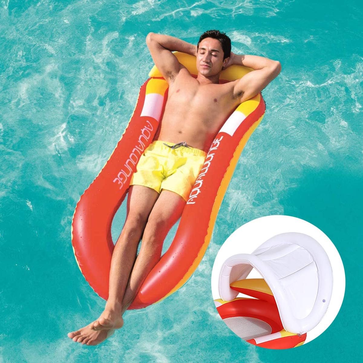 Opblaasbare waterhangmat, zwembad met bekerhouders, zwembadfloats voor volwassenen en kinderen, luchtmatras