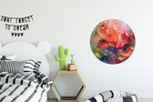 WallCircle - Muurstickers - Behangcirkel - Olieverf - Kunst - Abstract - Kleurrijk - 80x80 cm - Muurcirkel - Zelfklevend - Ronde Behangsticker