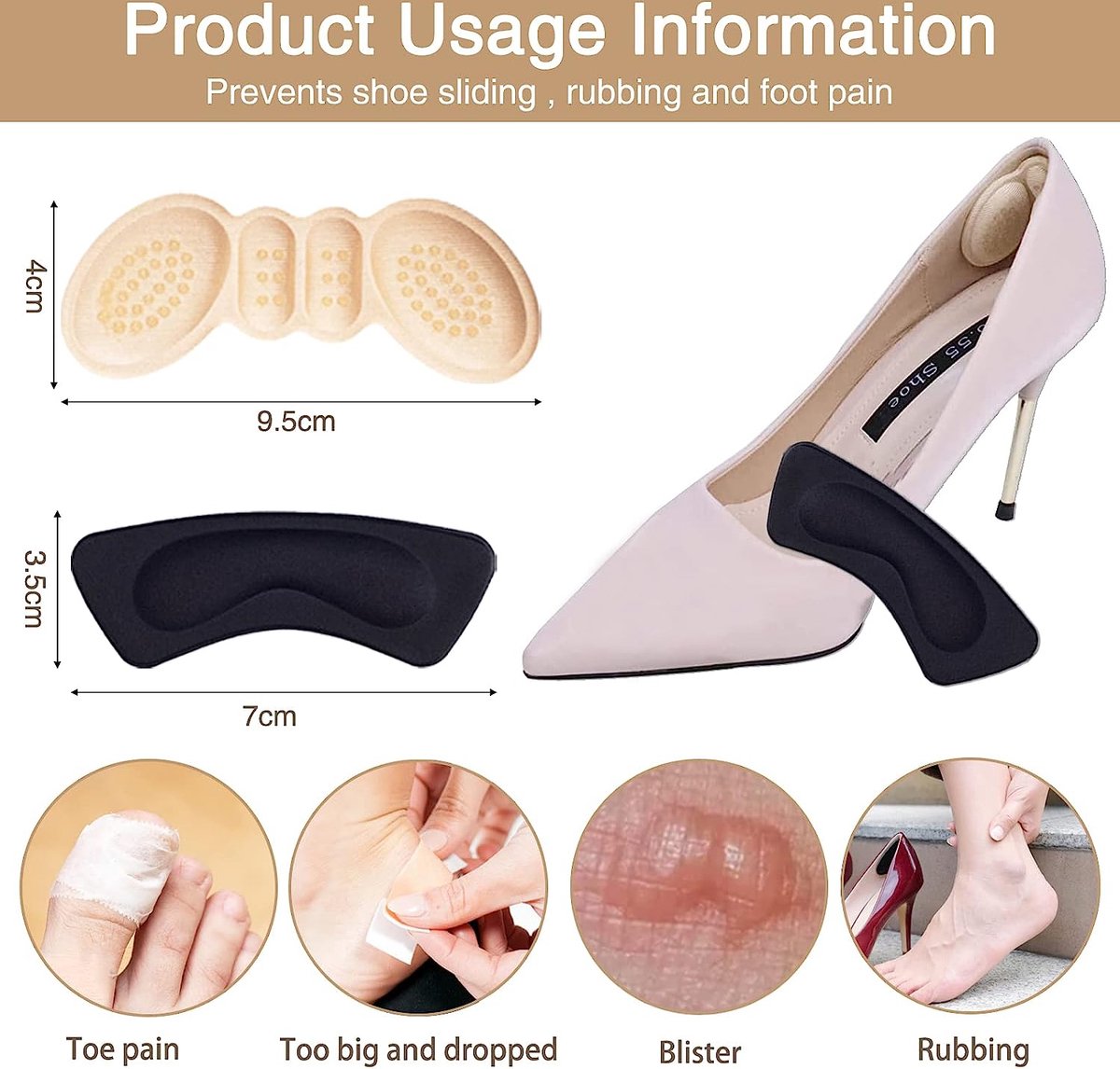 Hielkussentjes Inlegzooltjes Te Grote Schoenen Paar Hielgrepen