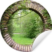 WallCircle - Muurstickers - Behangcirkel - Park - Doorkijk - Natuur - 80x80 cm - Muurcirkel - Zelfklevend - Ronde Behangsticker