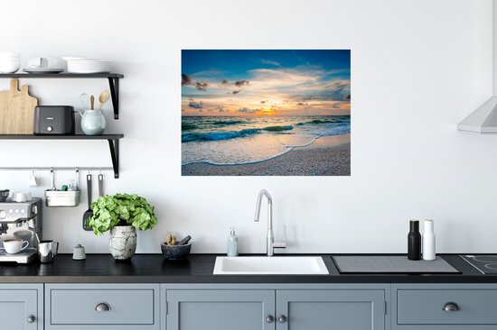 Stickers muraux - Film autocollant - Plage - Mer - Coucher de soleil - 80x60 cm - Film adhésif - Stickers muraux Chambre d'enfant - Papier peint autocollant - Papier peint autocollant - Film autocollant