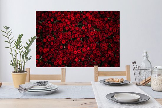 Muurstickers - Sticker Folie - Bloemen - Rozen - Rood - 90x60 cm - Plakfolie - Muurstickers Kinderkamer - Zelfklevend Behang - Zelfklevend behangpapier - Stickerfolie
