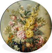 WallCircle - Wandcirkel - Muurcirkel - Grote vaas met bloemen - Josep Mirabent - Schilderij - Aluminium - Dibond - ⌀ 60 cm - Binnen en Buiten