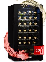 Klarstein Shiraz 28 Uno Wijnkoelkast - 74 Liter - Geschikt Voor 28 Flessen - Met Touch Bediening - Temperatuurbereik 5-18°C - Zwart