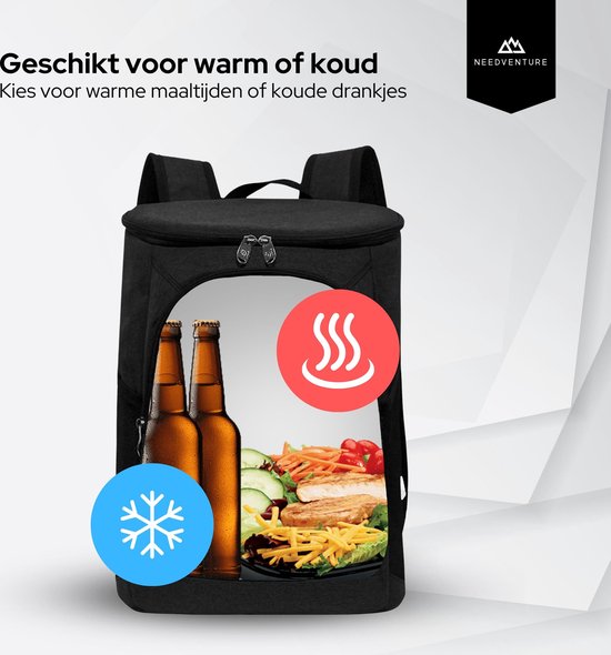 NEEDVENTURE® Koeltas - Lunchtas - Koelrugtas - Picknicktas - Backpack - 20 Liter - Flessenhouder - Bieropener - Zwart van NEEDVENTURE® — afbeelding 3