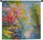 Wandkleed - Wanddoek - Olieverf - Landschap - Natuur - Kleurrijk - 150x150 cm - Wandtapijt
