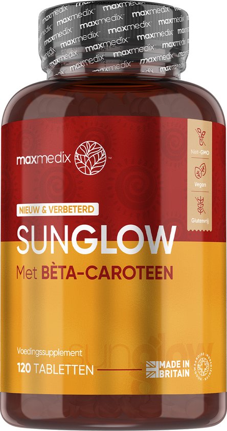 maxmedix Sunglow bruiningspillen - Natuurlijke bruiningsversneller - 120 vegan tabletten - Bevordert een normale pigmentatie van de huid