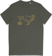 T Shirt Dames Heren - Grappig Kip Zonder Kop Design - Khaki Groen- Maat S
