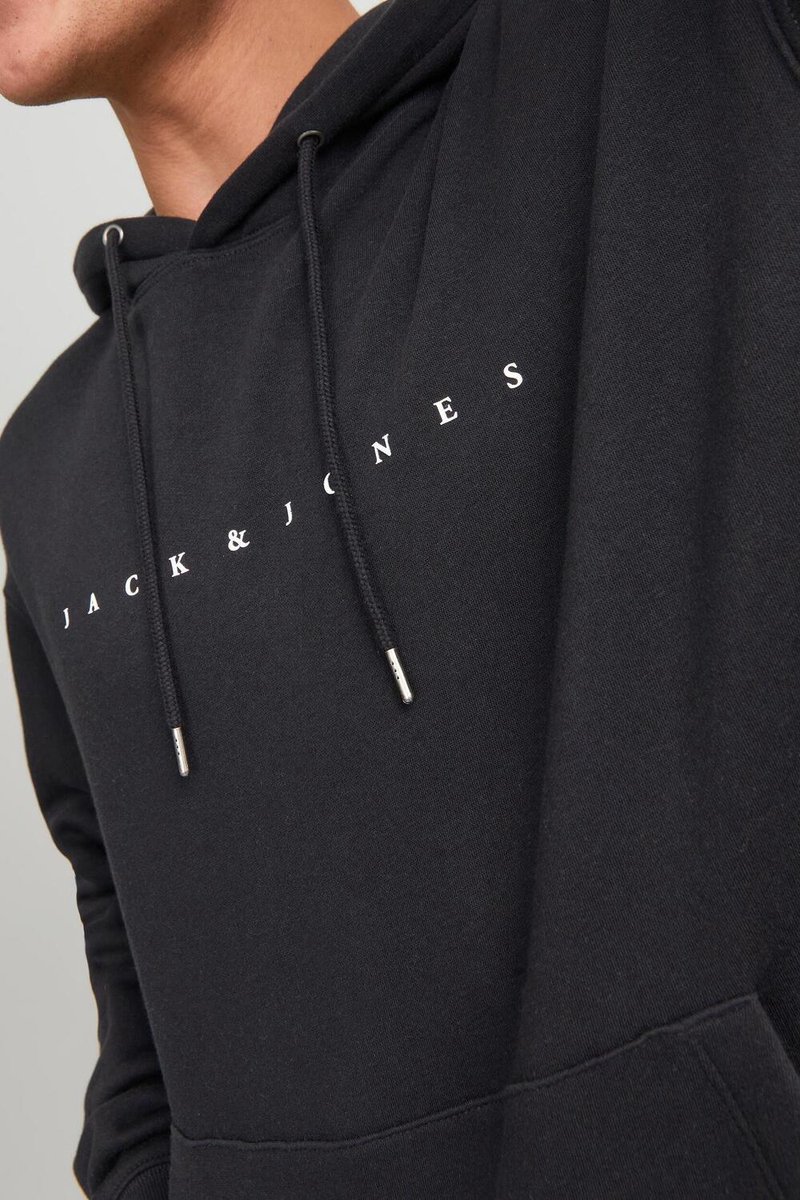 JACK & JONES Star jj sweat hood regular fit - heren hoodie katoenmengsel met capuchon - zwart — afbeelding 20