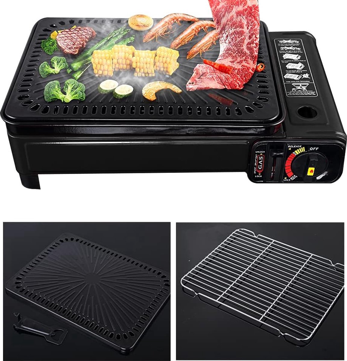 SMH LINE® Draagbare Party Grill - Camping kooktoestel - Gas barbecue - Incl. 4x Gasflessen thumbnail 8