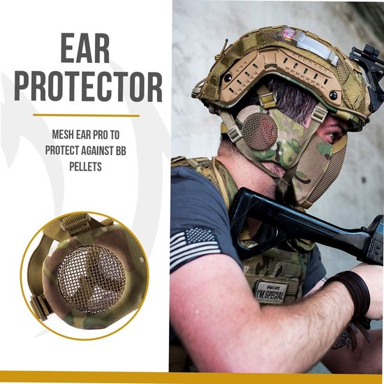 Masque Airsoft Demi-visage Maille - Protection Faciale Et Auditive - 600 FPS