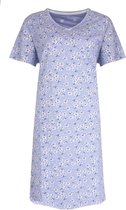 Tenderness Dames Nachthemd - Slaapkleed - Bloemenprint - 100% Katoen - Lavendel Blauw - Maat S