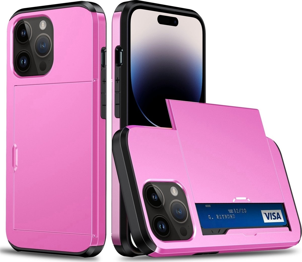 Mobigear Hoesje geschikt voor Apple iPhone 15 Pro Max Telefoonhoesje met Kaarthouder Hardcase | Mobigear Card Backcover Shockproof met Pasjeshouder | Kaarthouder voor 2 Pasjes | Hoesje voor Pinpas / OV Kaart / Rijbewijs | Schokbestendig iPhone 15 Pro