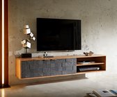 TV-meubel Teele acacia natuur leisteen 160 cm 2 deuren lowboard zwevend