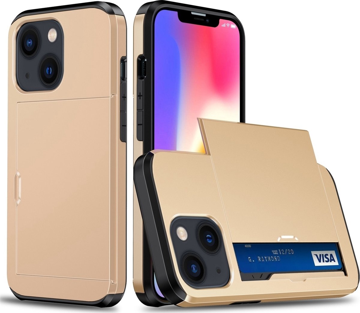 Mobigear Hoesje geschikt voor Apple iPhone 15 Plus Telefoonhoesje met Kaarthouder Hardcase | Mobigear Card Backcover Shockproof met Pasjeshouder | Kaarthouder voor 2 Pasjes | Hoesje voor Pinpas / OV Kaart / Rijbewijs | Schokbestendig iPhone 15 Plus