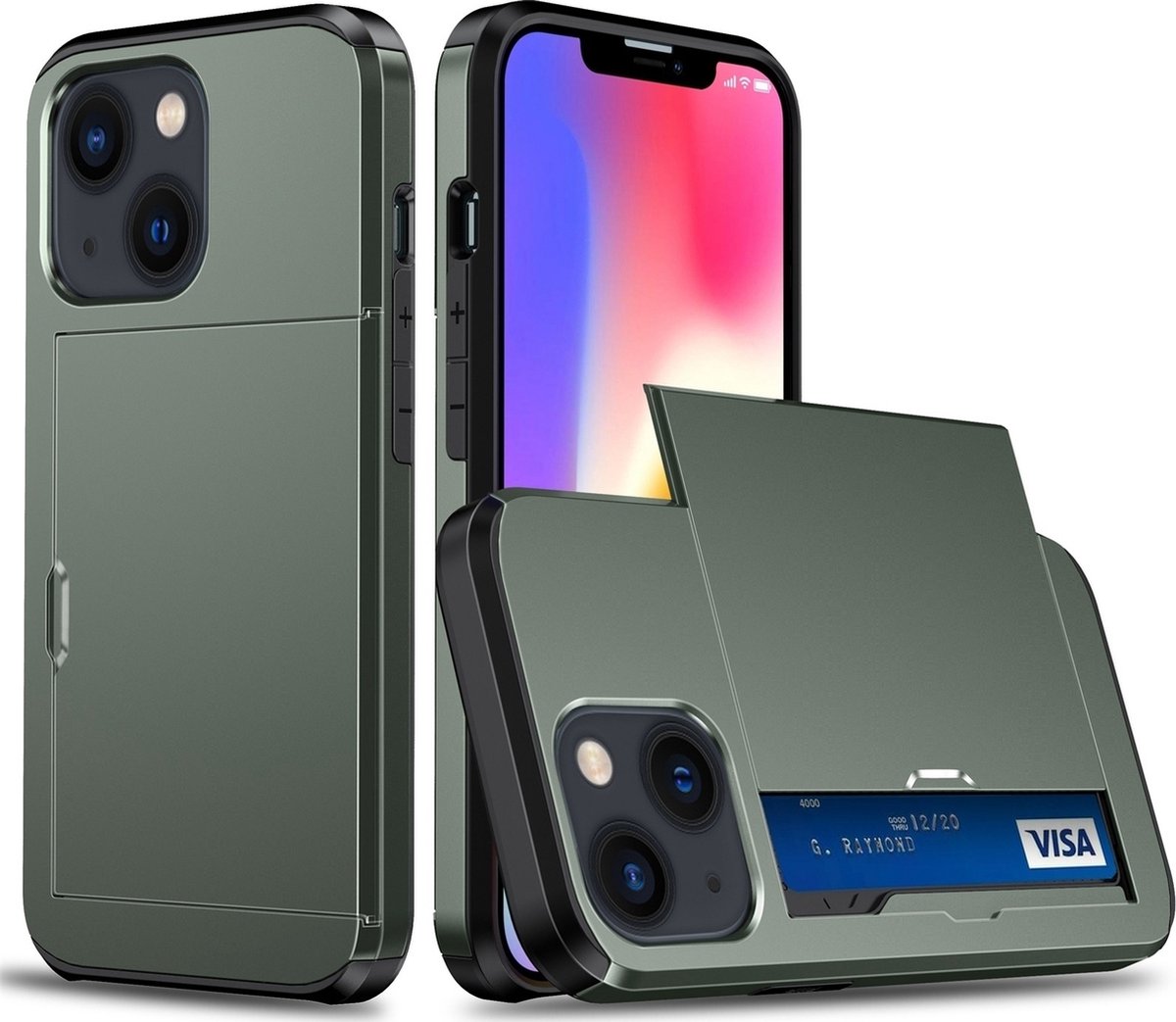 Mobigear Hoesje geschikt voor Apple iPhone 15 Plus Telefoonhoesje met Kaarthouder Hardcase | Mobigear Card Backcover Shockproof met Pasjeshouder | Kaarthouder voor 2 Pasjes | Hoesje voor Pinpas / OV Kaart / Rijbewijs | Schokbestendig iPhone 15 Plus
