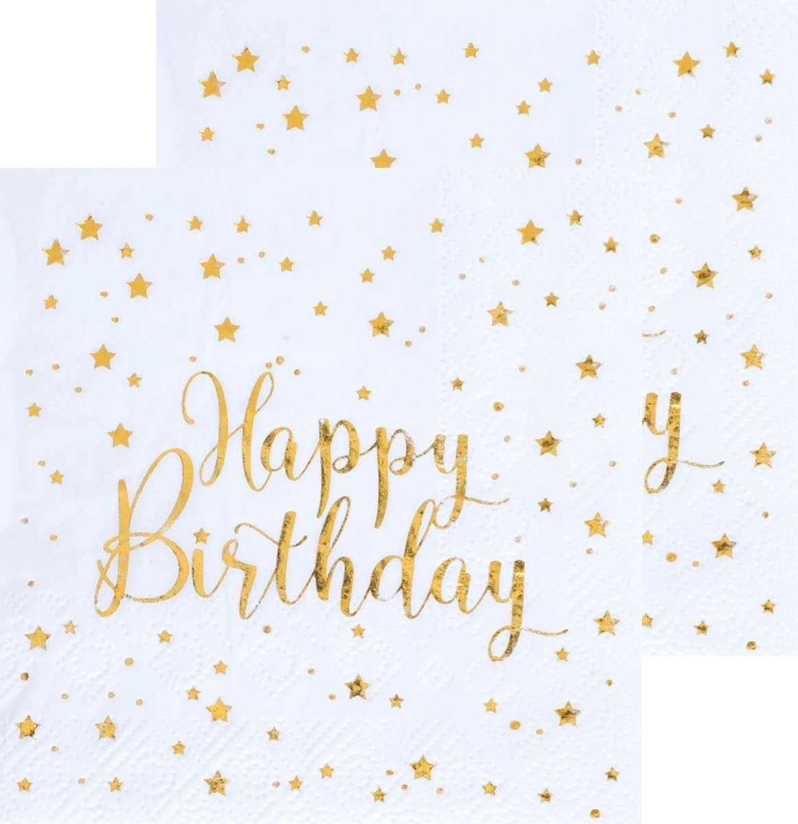 Verjaardag feest servetten happy birthday - 40x - wit - 24 x 24 cm