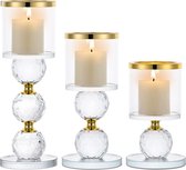 3-delige kaarsenhouder van kristalglas, zuilkandelaar, theelichtstandaard, moderne kaarsenhouder voor woonkamer, bruiloft, badkamer, Kerstmis, eettafel, thuis, verjaardagsfeest, decoratie
