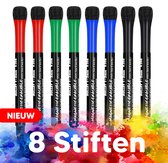 Bablue Whiteboard Stiften - Whiteboard Marker - 8 Stuks - Verschillende Kleuren - Magnetische Markers Set - Stift Magnetisch en gekleurd - Stiften Kinderen - Stiften voor Volwassenen - Met Wisser