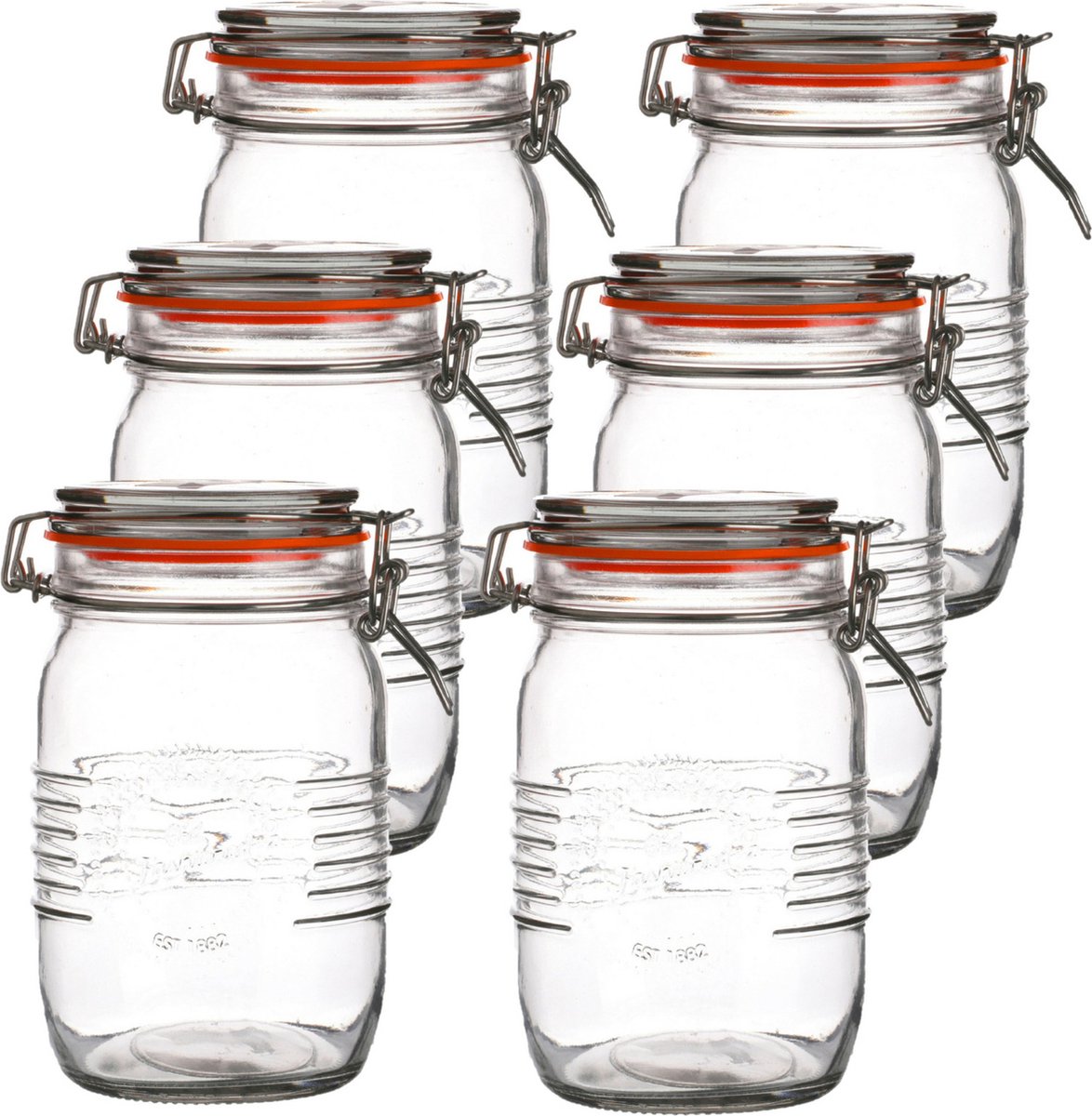 Urban Living Voorraadpot/bewaarpot - 10x - 1L - glas - met beugelsluiting - D14 x H17 cm