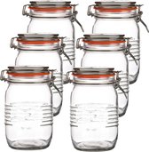 Urban Living Voorraadpot/bewaarpot - 10x - 1L - glas - met beugelsluiting - D14 x H17 cm