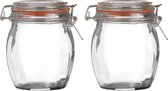 Urban Living Voorraadpot/bewaarpot - 2x - 750 ml - glas - met beugelsluiting - D11 x H14 cm