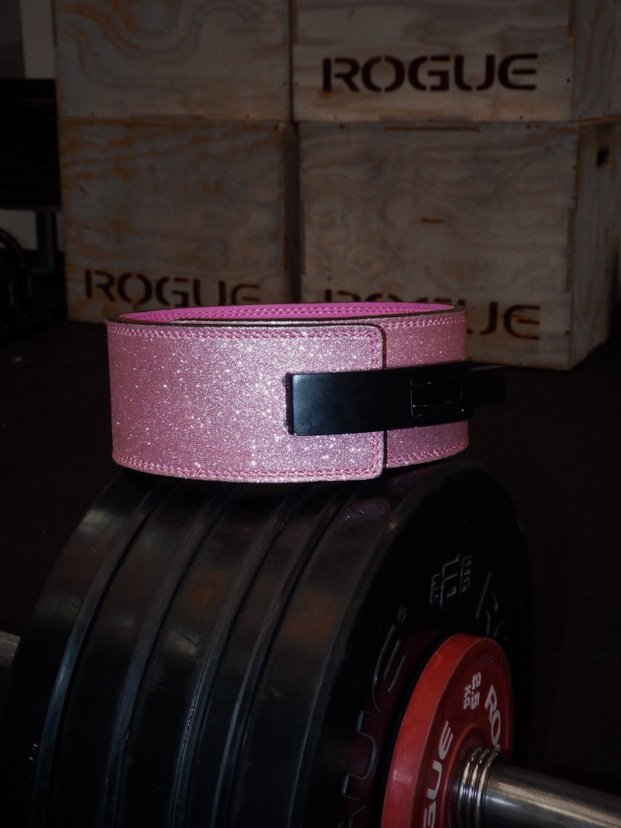 Talithaz - Roze Glitter Leverbelt - Sparkle Roze belt met hendel - Lifting Belt Woman - Buckle Belt - Gym - Sportschool gear - Powerlift Belt - Bodybuilding - Halterriem - Gewichthefriem - Sport riem