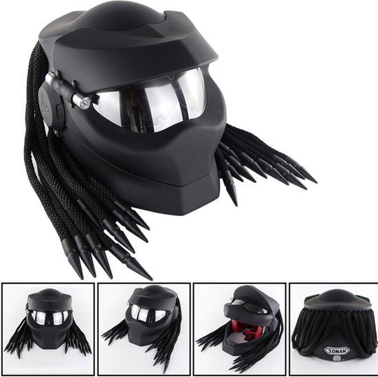Casque de moto Predator Predator Braid Hair, Casque de motocross intégral à  visage