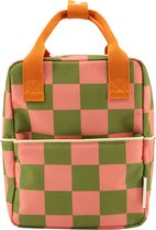 Sticky Lemon Farmhouse Backpack Small Checkerboard sprout green - flower pink