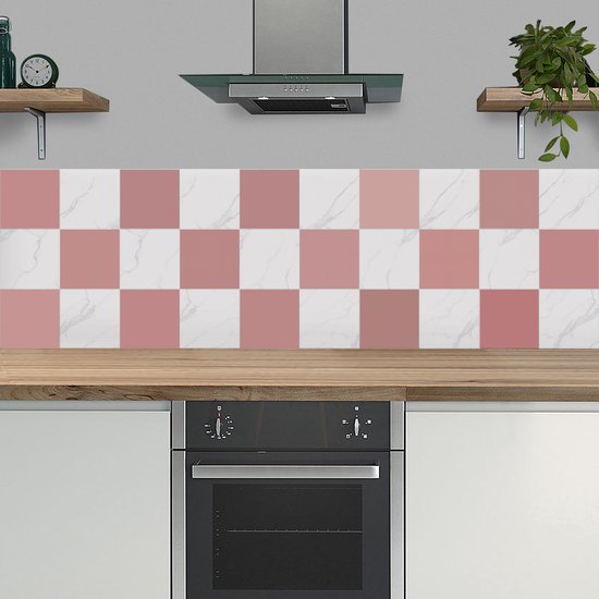 Ulticool Décoration Stickers carrelages - Rose Saumon Vieux Cuisine Pink - 15x15 cm - 15 pièces