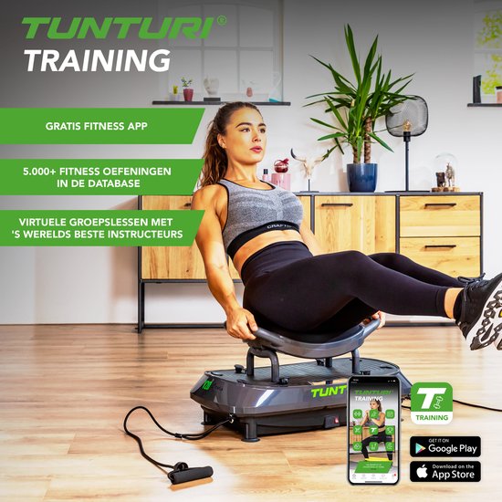 Tunturi Cardio Fit V20 Trilplaat - Incl. Fitnesstoel - Vibration plate - 30 Snelheden - 3 programma's - Vibratie en oscillatie - incl. gratis fitness app