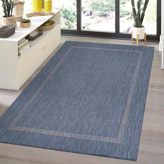 Tapis d'extérieur Flycarpets Capri - Tapis d'extérieur - Tapis d'intérieur et d'extérieur - Résistant aux intempéries et aux UV - Perfect pour balcon, terrasse et véranda - Blauw - 160x230 cm