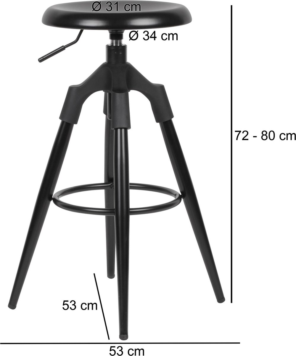 Nino-Liv barkruk wit - okergeel zitkussen - zwart 75 cm