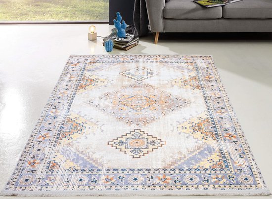 Flycarpets Hana Wasbaar Vloerkleed Vintage Kleurrijk - Voor binnen en buiten - Laagpolig - Wasbaar op 30° - 120x170 cm