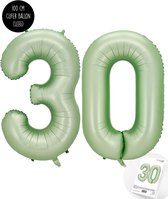 Cijfer Helium Folie Ballon XXL - 30 jaar cijfer - Olive - Groen - Satijn - Nude - 100 cm - leeftijd 30 jaar feestartikelen verjaardag