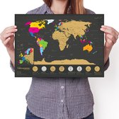 Enno Vatti® Wereldkaart voor wrijven met de 7 wonderen van de wereld