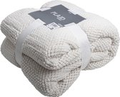 Gusta - Fleece plaid - Super zacht en warm fleece deken - 130 x 160 cm - Offwhite