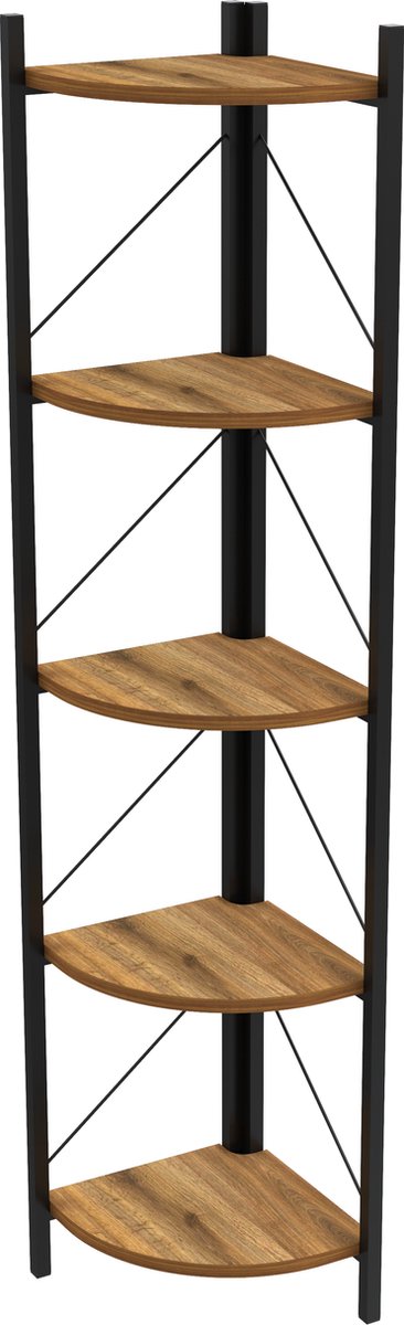 Soof&Tess Boekenkast - Bruin - Opbergrek Met 5 Planken - Woonkamer - Slaapkamer 33 x 33 x 160 cm - SONOMO / Zwart - Open Planken - Voor Kantoor